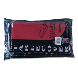 Tablemate® Table Set Rectangular Table Cover, Heavyweight Plastic, 54 x 108, Red, 6/Pack (TBL549RD)