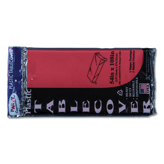 Tablemate® Table Set Rectangular Table Cover, Heavyweight Plastic, 54 x 108, Red, 6/Pack (TBL549RD)