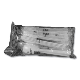 Tablemate® Table Set Plastic Serving Forks & Spoons, White, 24 Forks, 24 Spoons per Pack (TBLW95PK4)