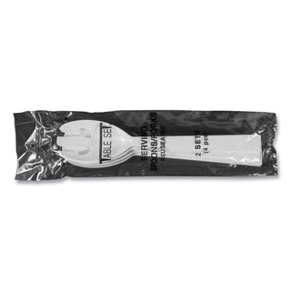 Tablemate® Table Set Plastic Serving Forks & Spoons, White, 24 Forks, 24 Spoons per Pack (TBLW95PK4)