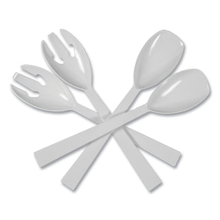 Tablemate® Table Set Plastic Serving Forks & Spoons, White, 24 Forks, 24 Spoons per Pack (TBLW95PK4)
