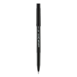 uniball® ONYX Stick Roller Ball Pen, Micro 0.5mm, Black Ink, Black Matte Barrel, Dozen (UBC60040)