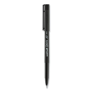 uniball® ONYX Stick Roller Ball Pen, Micro 0.5mm, Black Ink, Black Matte Barrel, Dozen (UBC60040)