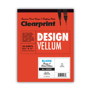 Clearprint® Design Vellum Paper, 16lb, 8.5 x 11, Translucent White, 50/Pad (CLE10001410)