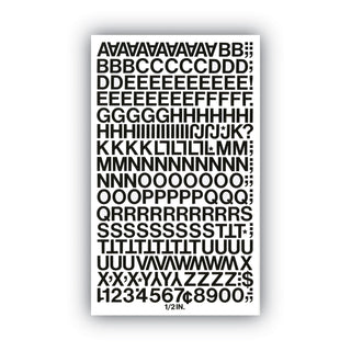 Chartpak® Press-On Vinyl Letters & Numbers, Self Adhesive, Black, 1/2"h, 201/Pack (CHA01010)