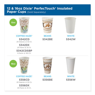 Dixie® Hot Cups, Paper, 12oz, Coffee Dreams Design, 50/Pack (DXE5342CDPK)