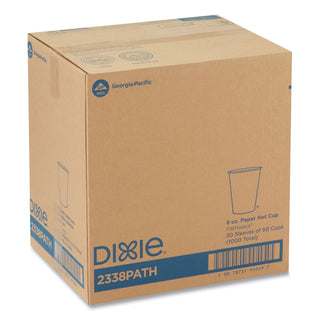Dixie® Pathways Paper Hot Cups, 8 oz, White/Green, 50/Pack (DXE2338PATHPK)
