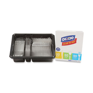 Dixie® Combo Pack, Tray with Clear Plastic Utensils, 90 Forks, 30 Knives, 60 Spoons (DXECH0369DX7PK)
