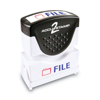 ACCUSTAMP2® Pre-Inked Shutter Stamp, Red/Blue, FILE, 1 5/8 x 1/2 (COS035534)