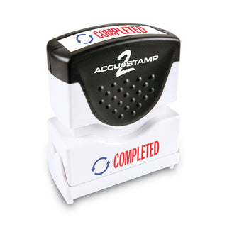 ACCUSTAMP2® Pre-Inked Shutter Stamp, Red/Blue, COMPLETED, 1 5/8 x 1/2 (COS035538)