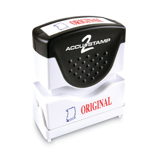 ACCUSTAMP2® Pre-Inked Shutter Stamp, Red/Blue, ORIGINAL, 1 5/8 x 1/2 (COS035540)