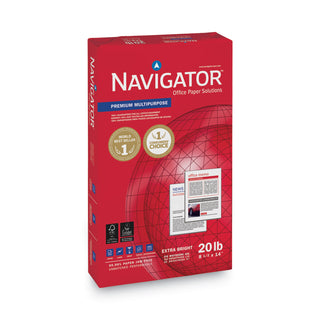 Navigator® Premium Multipurpose Copy Paper, 97 Bright, 20lb, 8.5 x 14, White, 500 Sheets/Ream, 10 Reams/Carton (SNANMP1420)