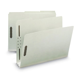 Smead™ 100% Recycled Pressboard Fastener Folders, Letter Size, Gray-Green, 25/Box (SMD15005)