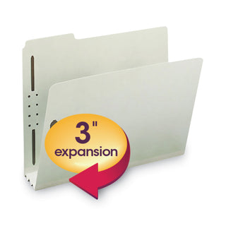 Smead™ 100% Recycled Pressboard Fastener Folders, Letter Size, Gray-Green, 25/Box (SMD15005)