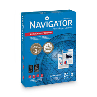 Navigator® Premium Multipurpose Copy Paper, 99 Bright, 24lb, 8.5 x 11, White, 500 Sheets/Ream, 10 Reams/Carton (SNANMP1124)