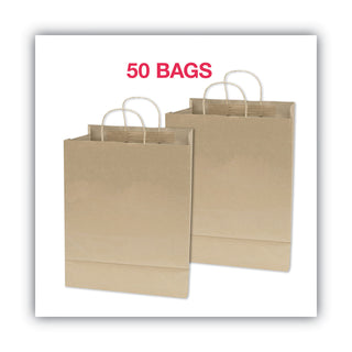 Cosco® Premium Shopping Bag, 10" x 13", Brown Kraft, 50/Box (COS091565)