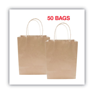 Cosco® Premium Shopping Bag, 8" x 10.25", Brown Kraft, 50/Box (COS098375)