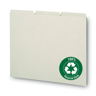Smead™ Recycled Blank Top Tab File Guides, 1/3-Cut Top Tab, Blank, 8.5 x 11, Green, 100/Box (SMD50334)