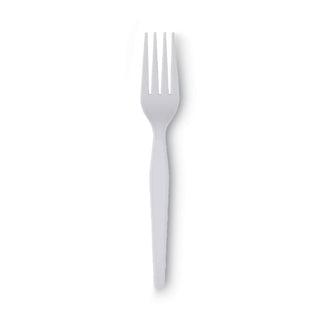 Dixie® Plastic Cutlery, Heavyweight Forks, White, 1,000/Carton (DIXFH207)