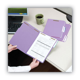 Smead™ Top Tab Colored 2-Fastener Folders, 1/3-Cut Tabs, Letter Size, Lavender, 50/Box (SMD12440)