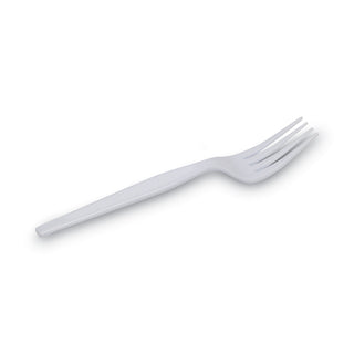 Dixie® Plastic Cutlery, Heavyweight Forks, White, 1,000/Carton (DIXFH207)