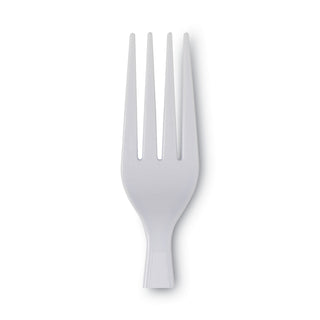 Dixie® Plastic Cutlery, Heavyweight Forks, White, 1,000/Carton (DIXFH207)