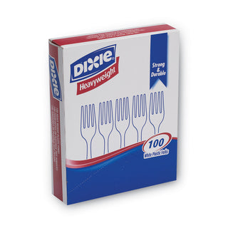 Dixie® FH207 White Heavyweight Plastic Forks, 7.13&quot; (DXEFH207)