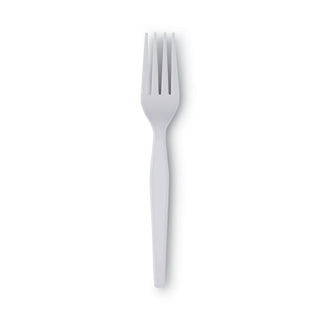 Dixie® FH207 White Heavyweight Plastic Forks, 7.13&quot; (DXEFH207)