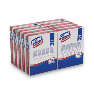 Dixie® Plastic Cutlery, Heavyweight Forks, White, 1,000/Carton (DIXFH207)