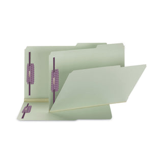 Smead™ Recycled Pressboard Folders w/Two SafeSHIELD Fasteners, 2/5-Cut Tabs, Right of Center, 2" Exp, Legal Size, Gray-Green, 25/Box (SMD19920)