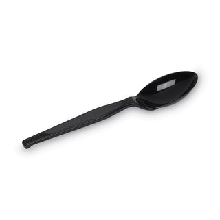 Dixie® Plastic Cutlery, Heavy Mediumweight Teaspoons, Black, 100/Box (DXETM507)