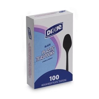 Dixie® Plastic Cutlery, Heavy Mediumweight Teaspoons, Black, 100/Box (DXETM507)