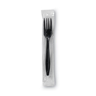 Dixie® Individually Wrapped Heavyweight Utensils, Fork, Plastic, Black, 1,000/Carton (DXEPFH53C)