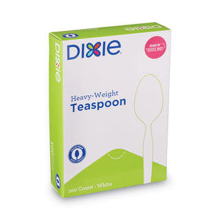 Dixie® Plastic Cutlery, Heavyweight Teaspoons, White, 100/Box (DXETH207)