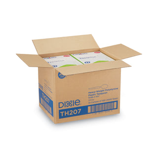 Dixie® Plastic Cutlery, Heavyweight Teaspoons, White, 1,000/Carton (DIXTH207)