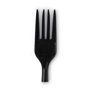 Dixie® Individually Wrapped Heavyweight Utensils, Fork, Plastic, Black, 1,000/Carton (DXEPFH53C)
