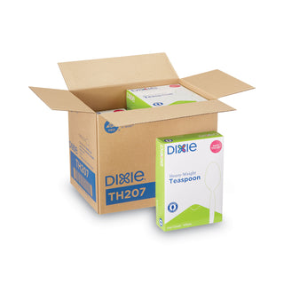 Dixie® Plastic Cutlery, Heavyweight Teaspoons, White, 1,000/Carton (DIXTH207)