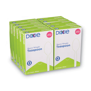 Dixie® Plastic Cutlery, Heavyweight Teaspoons, White, 1,000/Carton (DIXTH207)
