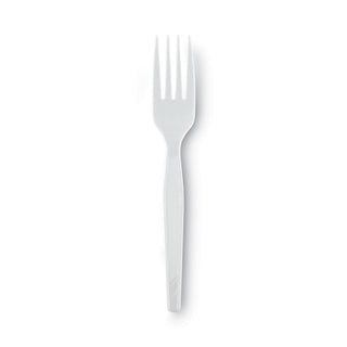 Dixie® Plastic Cutlery, Heavy Mediumweight Forks, White, 1,000/Carton (DXEFM217)