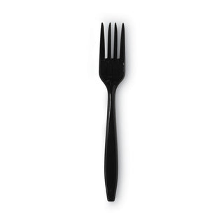 Dixie® Individually Wrapped Heavyweight Utensils, Fork, Plastic, Black, 1,000/Carton (DXEPFH53C)