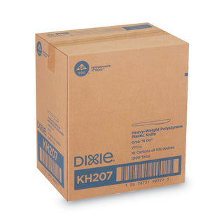 Dixie® Plastic Cutlery, Heavyweight Knives, White, 1,000/Carton (DIXKH207)