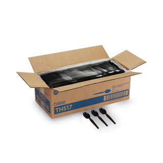 Dixie® Plastic Cutlery, Heavyweight Teaspoons, Black, 1000/Carton (DIXTH517)