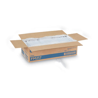 Dixie® Plastic Cutlery, Heavy Mediumweight Forks, White, 1,000/Carton (DXEFM217)