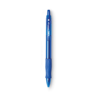 BIC® Velocity Atlantis Bold Retractable Ballpoint Pen, 1.6mm, Blue Ink, Trans-Blue Barrel, Dozen (BICVLGB11BE)