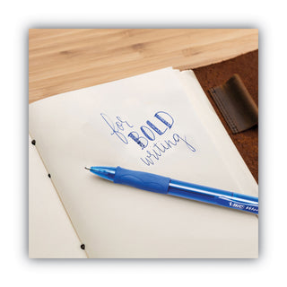 BIC® Velocity Atlantis Bold Retractable Ballpoint Pen, 1.6mm, Blue Ink, Trans-Blue Barrel, Dozen (BICVLGB11BE)