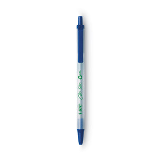 BIC® Ecolutions Clic Stic Retractable Ballpoint Pen, 1mm, Blue Ink, Clear Barrel, Dozen (BICCSEM11BE)