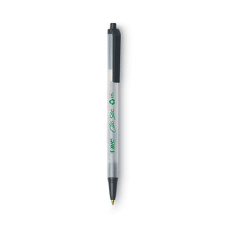BIC® Ecolutions Clic Stic Retractable Ballpoint Pen, 1mm, Black Ink, Clear Barrel, Dozen (BICCSEM11BK)