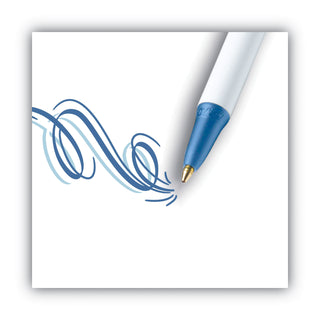BIC® Clic Stic Retractable Ballpoint Pen, Medium 1 mm, Blue Ink, White Barrel, Dozen (BICCSM11BE)