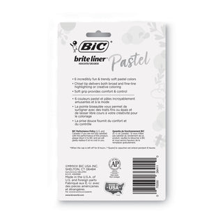 BIC® Brite Liner Grip Pocket Highlighter, Assorted Ink Colors, Chisel Tip, Assorted Barrel Colors, 6/Pack (BICGBLDP61AST)
