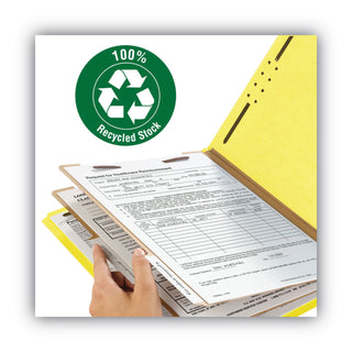 Smead™ 100% Recycled Pressboard Classification Folders, 2 Dividers, Letter Size, Yellow, 10/Box (SMD14064)